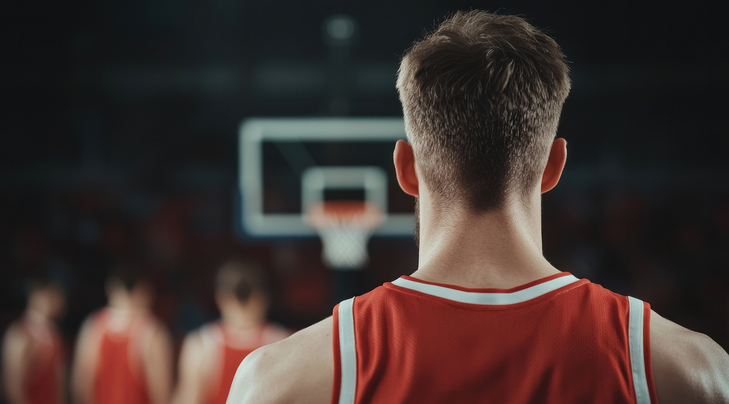 Un basketeur face a un panier de basket